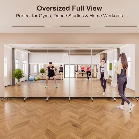 brisafe 67"x28" Ultra-Light Mobile Floor Mirror with 360° Wheels, 0.04mm Shatterproof Nano Film for Home Gym/Yoga/Dance Studio & Commercial Use | 60% Insurance Savings | Silver in Saudi Arabia