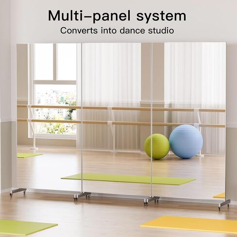 brisafe 67"x28" Ultra-Light Mobile Floor Mirror with 360° Wheels, 0.04mm Shatterproof Nano Film for Home Gym/Yoga/Dance Studio & Commercial Use | 60% Insurance Savings | Silver in Saudi Arabia