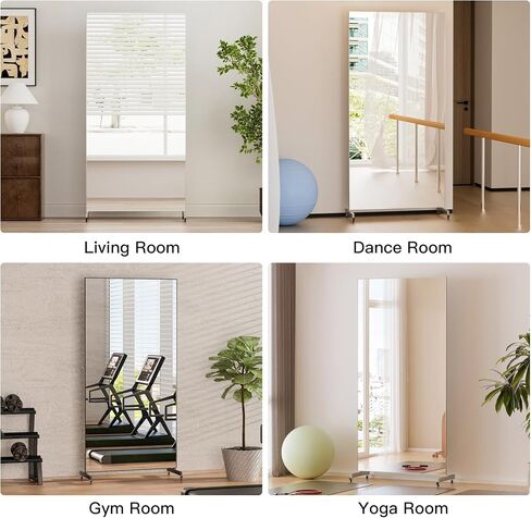 brisafe 67"x28" Ultra-Light Mobile Floor Mirror with 360° Wheels, 0.04mm Shatterproof Nano Film for Home Gym/Yoga/Dance Studio & Commercial Use | 60% Insurance Savings | Silver in Saudi Arabia