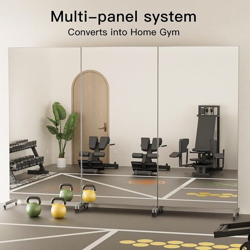 brisafe 67"x28" Ultra-Light Mobile Floor Mirror with 360° Wheels, 0.04mm Shatterproof Nano Film for Home Gym/Yoga/Dance Studio & Commercial Use | 60% Insurance Savings | Silver in Saudi Arabia