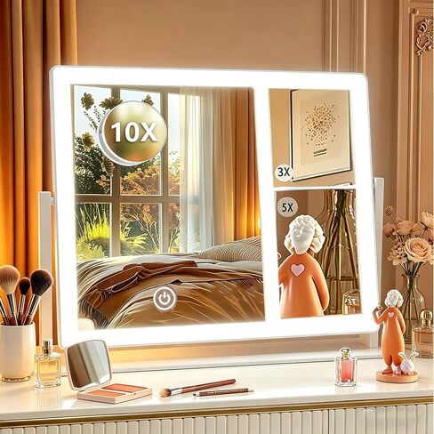 Makeup Mirror, Vanity Mirror with Lights, 1X/3X/5X/10X Magnification, Touch Control, Mothers Day, Birthday Gifts for Mom,Women,Girls, Dorm Room Essentials 14.1" W x 11" L (96 LED) in Saudi Arabia
