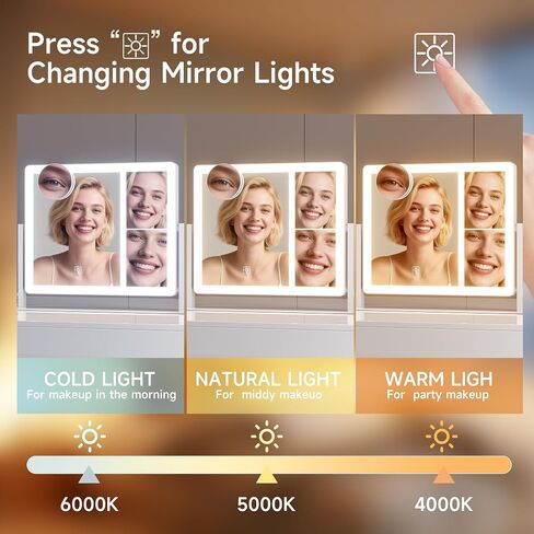 Makeup Mirror, Vanity Mirror with Lights, 1X/3X/5X/10X Magnification, Touch Control, Mothers Day, Birthday Gifts for Mom,Women,Girls, Dorm Room Essentials 14.1" W x 11" L (96 LED) in Saudi Arabia