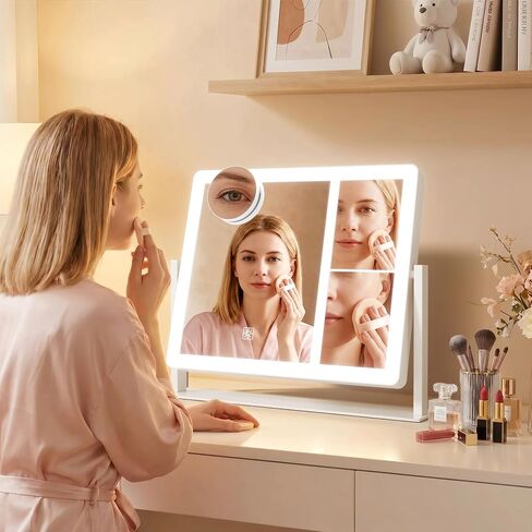 Makeup Mirror, Vanity Mirror with Lights, 1X/3X/5X/10X Magnification, Touch Control, Mothers Day, Birthday Gifts for Mom,Women,Girls, Dorm Room Essentials 14.1" W x 11" L (96 LED) in Saudi Arabia