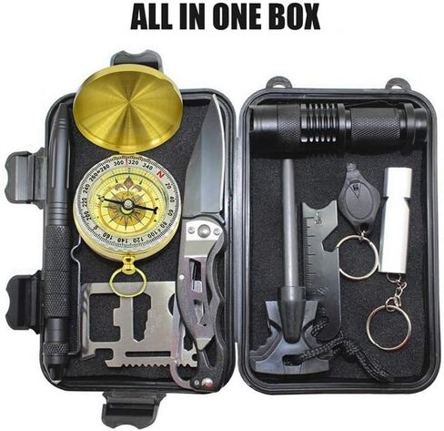 FixtureDisplays® Emergency Survival Kits 11-in-1, Multi Professional Survival Tools Outdoor Survival Gear Kit for Traveling Hiking Biking Climbing Hunting 16854NEW-NPF in Saudi Arabia