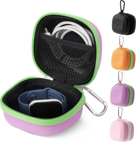 Watch Travel Case for Smartwatches, Cute Hard Carrying Case Compatible with Phyulls, Cosjoype, BIGGERFIVE Smart Watch, Portable Single Watch Box with Carabiner & Mesh Pocket (Orange) in Saudi Arabia