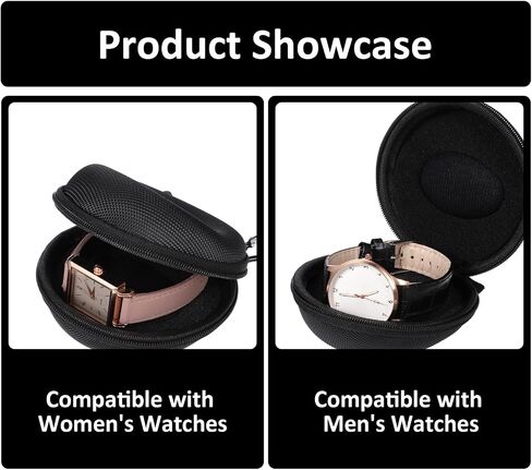 SynHHergyx 2 Pcs Watch Travel Case, Portable Single Watch Roll Travel Case Storage Box for Men's Wristwatches & Smart Watches up to 50mm, Black in Kuwait