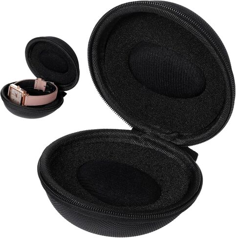 SynHHergyx 2 Pcs Watch Travel Case, Portable Single Watch Roll Travel Case Storage Box for Men's Wristwatches & Smart Watches up to 50mm, Black in Kuwait