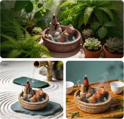 Capybara Backflow Incense Burner, Cute Ceramic Backflow Incense Holder,Perfect for Home and Office Settings, Making it an Ideal Choice for Personal use or Gifting. in Saudi Arabia