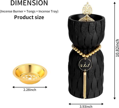 TERSCHELLING Frankincense Resin Incense Burner, Bakhoor Incense Burner, Portable Charcoal Incense Burner - for Office and Home Decor (Black) in Saudi Arabia