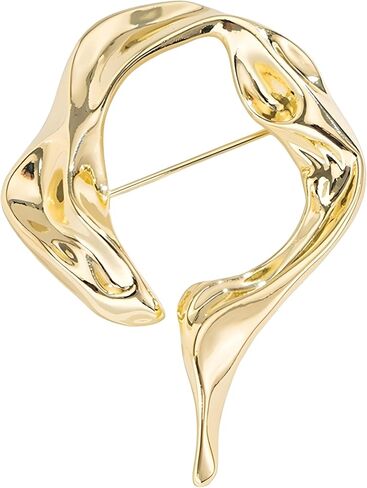 Gold Brooch Pins for Women Unique Hammered Irregular Geometric Metal Brooch Lapel Pins Suit Costume Chest Accessories Jewelry Gift in Kuwait