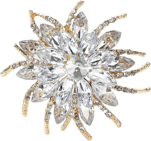 Dreuyet Rhinestone Flower Brooch for Women Vintage Crystal Sparkly Full Rhinestone Sunflower Laple Pin Elegant Clothing Bag Hat Accessories Christmas Birthday Party Wedding Jewerly in Kuwait