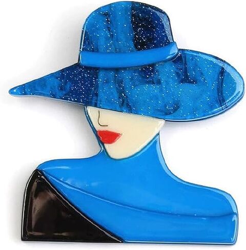 Fashion Red-lipped Lady Brooch Pin for Women Retro Acrylic Modern Wide Hat Bag Shawl Brooches Lapel Pins Sorority Sisterhood Dress Accessories Jewelry Dainty Gift Souvenir in Kuwait