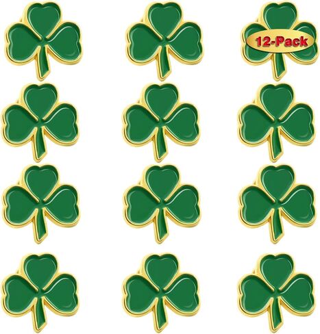 12/24/50/100 Pcs St. Patrick's Day Clover Lapel Pins Ireland Irish Three Leaf Shamrock Lapel Pins Perfect Gifts Badge Brooches Patrick Day Souvenir in Kuwait