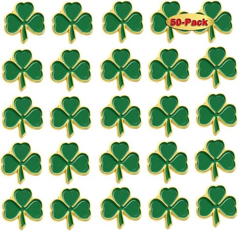 12/24/50/100 Pcs St. Patrick's Day Clover Lapel Pins Ireland Irish Three Leaf Shamrock Lapel Pins Perfect Gifts Badge Brooches Patrick Day Souvenir in Kuwait