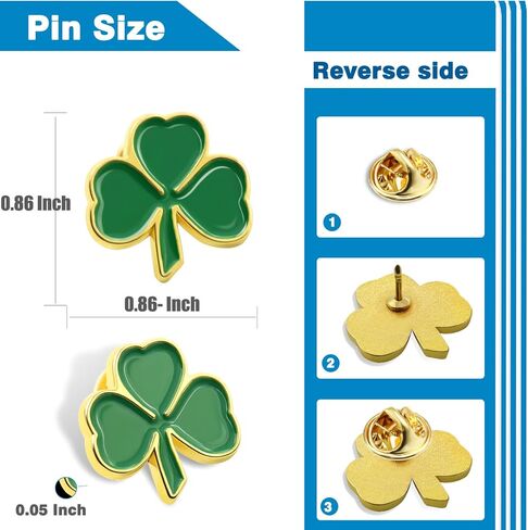12/24/50/100 Pcs St. Patrick's Day Clover Lapel Pins Ireland Irish Three Leaf Shamrock Lapel Pins Perfect Gifts Badge Brooches Patrick Day Souvenir in Kuwait