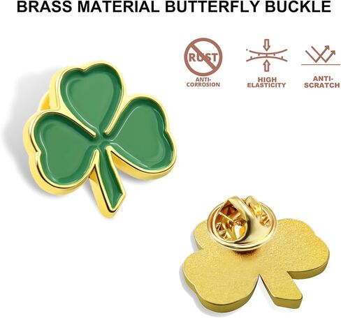12/24/50/100 Pcs St. Patrick's Day Clover Lapel Pins Ireland Irish Three Leaf Shamrock Lapel Pins Perfect Gifts Badge Brooches Patrick Day Souvenir in Kuwait