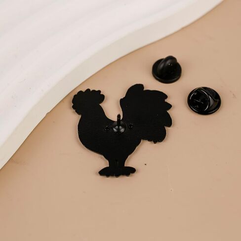 Stained-Glass Rooster Enamel Pin, Colorful Rooster Pin Brooch For Farmer Chicken Lover, Cute Farm Animal Brooch Badge, Farmhouse Chicken Mom Lapel Badges, Homesteading Gift, Folk Art Decorative Jewelry Accessory in Kuwait