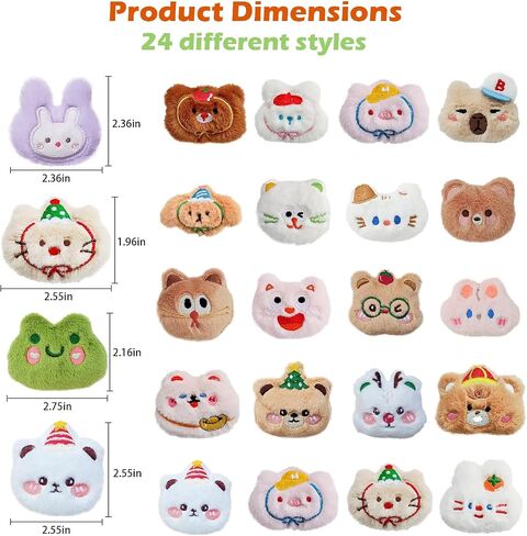 24PCS Goodie Bags Stuffers Plush Cute Pins for Backpacks Decorations Hat Clothes Accessories Valentine's Gift Bulk Birthday Return Gifts. in Saudi Arabia