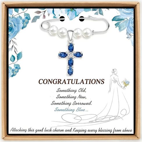 Something Blue Wedding Gifts for Bride - Blue Bouquet Charm Pin Bridal Shower Gifts from Mom Sister Friend, Memorial Bride Gift in Memory of Mom or Dad in Kuwait