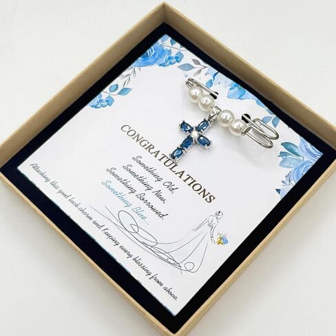 Something Blue Wedding Gifts for Bride - Blue Bouquet Charm Pin Bridal Shower Gifts from Mom Sister Friend, Memorial Bride Gift in Memory of Mom or Dad in Kuwait