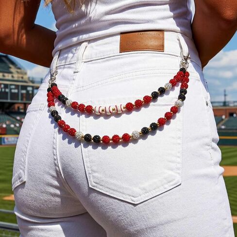 Baseball Wallet Chain Pant Chains Women Layered Rhinestone Beads Pocket Chains Men Punk Jewelry for Casual in Kuwait