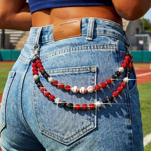 Baseball Wallet Chain Pant Chains Women Layered Rhinestone Beads Pocket Chains Men Punk Jewelry for Casual in Kuwait