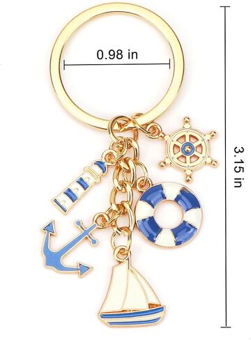 Nautical Keychain for Women with Anchor Lifebuoy Wheel and Sailboat Charms Ocean Theme Accessory Sea Lover Gift in Kuwait