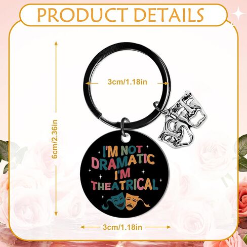 Musical Theater Gifts Keychain - Theater Gifts for Women Men Kids Teen Girls Boys Theaters Lovers Music Teachers Students Comedy Tragedy Performers Actress Director, Drama Mask Keyring in Saudi Arabia