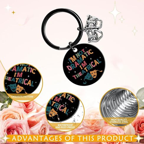 Musical Theater Gifts Keychain - Theater Gifts for Women Men Kids Teen Girls Boys Theaters Lovers Music Teachers Students Comedy Tragedy Performers Actress Director, Drama Mask Keyring in Saudi Arabia