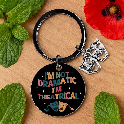 Musical Theater Gifts Keychain - Theater Gifts for Women Men Kids Teen Girls Boys Theaters Lovers Music Teachers Students Comedy Tragedy Performers Actress Director, Drama Mask Keyring in Saudi Arabia