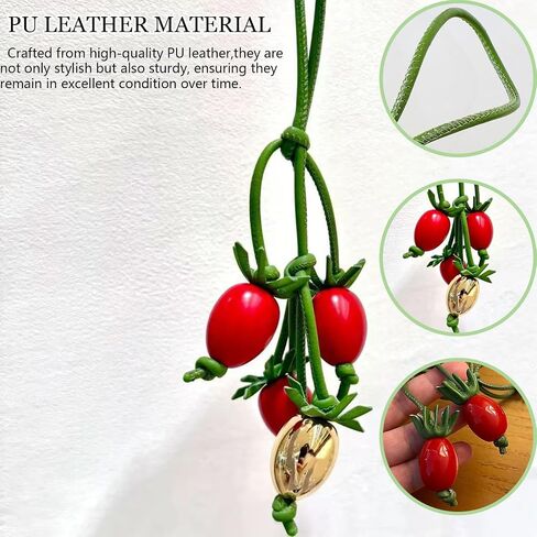 Genuine Leather Tomato String Bag Charm Pendant- Handmade Leather Key Chain Accessories for Tote Car Hanging Ornament in Saudi Arabia