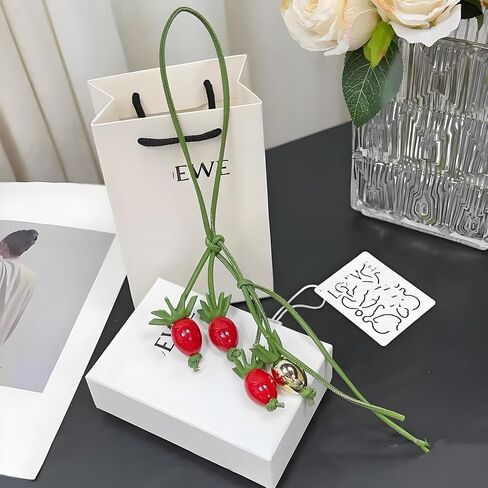 Genuine Leather Tomato String Bag Charm Pendant- Handmade Leather Key Chain Accessories for Tote Car Hanging Ornament in Saudi Arabia