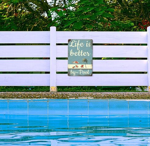 Life is Better by the Pool Metal Signs for Outside Funny Pool Signs for Outside Outdoor Water Park Beach Decor Deck Decor Summer Gift 8x12 inch in Saudi Arabia
