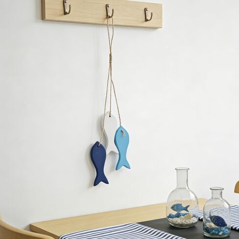 Hanging Coastal Wall Decor, Wooden Fish Wall Decor for Home, Nautical Theme Decorations for Ocean Room, Sea Fish Hanging Ornaments in Saudi Arabia
