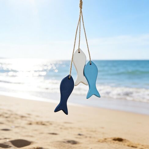 Hanging Coastal Wall Decor, Wooden Fish Wall Decor for Home, Nautical Theme Decorations for Ocean Room, Sea Fish Hanging Ornaments in Saudi Arabia