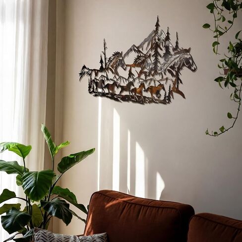 Pelopy 15.75 x 8.1 Inch Running Horse Metal Wall Decor Horse Decoration Wall Art Sign, Interior Hanging Gifts for Family, Equestrian, Suitable for Home, Office, Indoor, Outdoor Hangings Decoration in Saudi Arabia