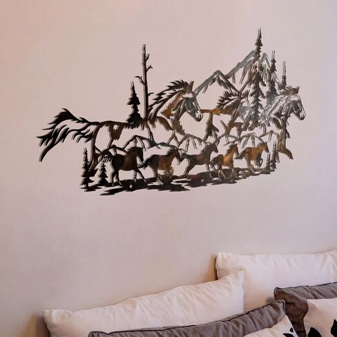 Pelopy 15.75 x 8.1 Inch Running Horse Metal Wall Decor Horse Decoration Wall Art Sign, Interior Hanging Gifts for Family, Equestrian, Suitable for Home, Office, Indoor, Outdoor Hangings Decoration in Saudi Arabia