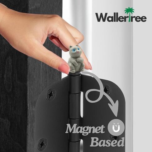Cat Hinge Heads Decorative Topper Set of 6 - Cute Kittens with Blue Eyes Hinge Topper Magnets - Animals Hinge Caps for Door Decoration in Kuwait