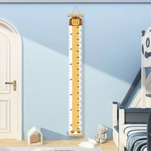 Canvas Baby Kids Growth Chart, Lion Height Measurement Wall Hanging Ruler for Toddler Child Girls Boys, Nursery/Playroom Bedroom Removable Art Decor(Lion, 78" L x 8" W, Framed) in Saudi Arabia