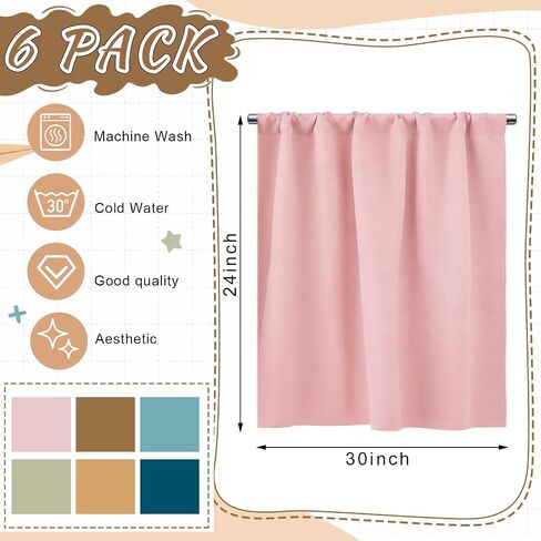 Tranqun 6 Panel Boho Color Back to School Classroom Curtains Colorful 30" W x 24" L Rainbow Pocket Playroom Curtains for Kindergarten Daycare Bedroom Living Room Decor Multicolor Backdrop in Saudi Arabia