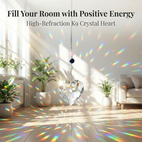Hegelda Birthday Gifts for Women, Mom, Friend - Mothers Day Inspirational Gifts for Friends Her Coworkers Girlfriend Wife Mom Daughter Sister Aunt - Healing Crystals Heart Suncatcher for Window in Kuwait