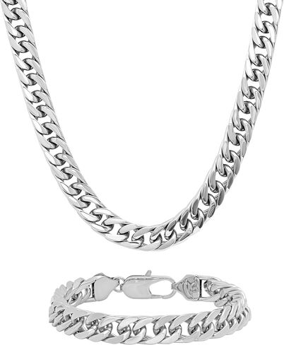 Men's 2-Piece Stainless Steel Chain & Bracelet Set | Hypoallergenic in Kuwait