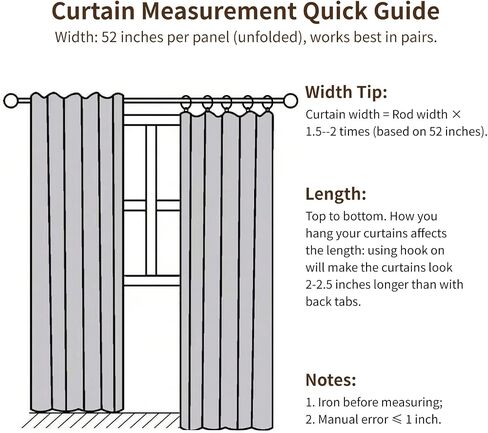 Linen Textured Blackout Curtains for Bedroom 96 Inches Long, Thermal Insulated Room Darkening Drapes for Living Room, Back Tab & Rod Pocket &Hooks, 2 Panels Set, 52"x96", Off White in Kuwait