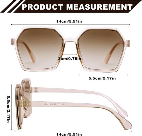 JATEBI 2 Pairs Women's Oversized Square Sunglasses Big Large Wide Fashion Shades for Men Women UV Protection in Saudi Arabia