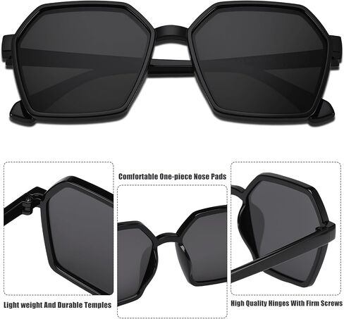 JATEBI 2 Pairs Women's Oversized Square Sunglasses Big Large Wide Fashion Shades for Men Women UV Protection in Saudi Arabia