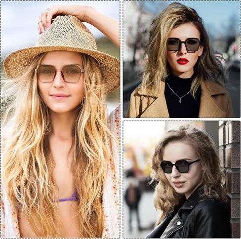 JATEBI 2 Pairs Women's Oversized Square Sunglasses Big Large Wide Fashion Shades for Men Women UV Protection in Saudi Arabia