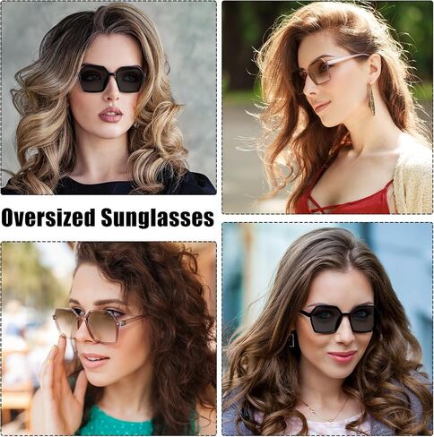 JATEBI 2 Pairs Women's Oversized Square Sunglasses Big Large Wide Fashion Shades for Men Women UV Protection in Saudi Arabia