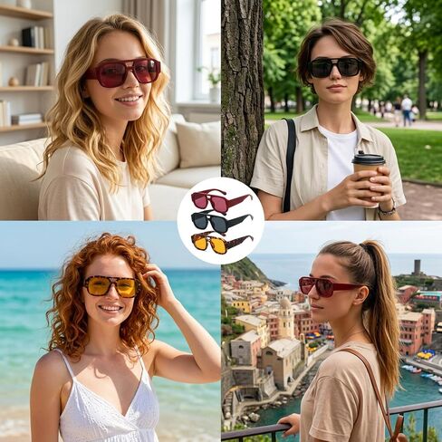 CZFDHP 3PCS Retro Oversized Aviator Sunglasses, Trendy Sun Glasses for Women Men, Classic Square Double Bridge Design with UV Protection, Fashion Statement for Outdoor Activities and Daily Commuting in Saudi Arabia