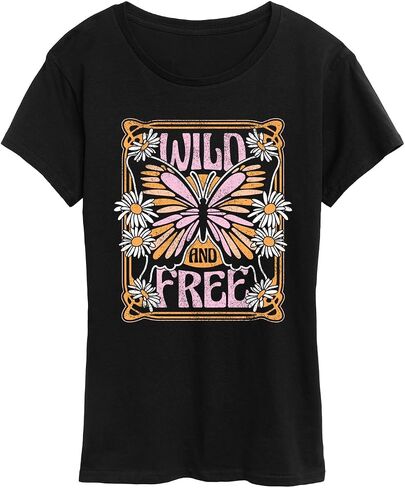 Instant Message - Wild and Free Butterfly - Women's Short Sleeve Graphic T-Shirt in Saudi Arabia