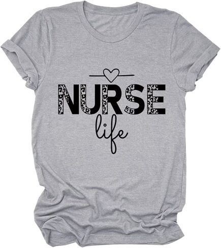 Vintage Nurse Women T-Shirt, Nurse Life Women Letter Printed T Shirt Graphic Nurse Tee Tops in Kuwait